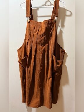 BloomChic Rust Brown Cotton Pinafore Overall Dress